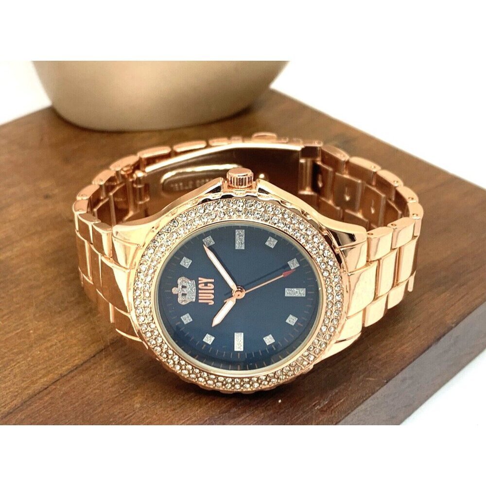 Juicy By Juicy Couture Women's Watch JC/5000 Quartz Blue Dial Rose Gold Steel - Picture 7 of 13